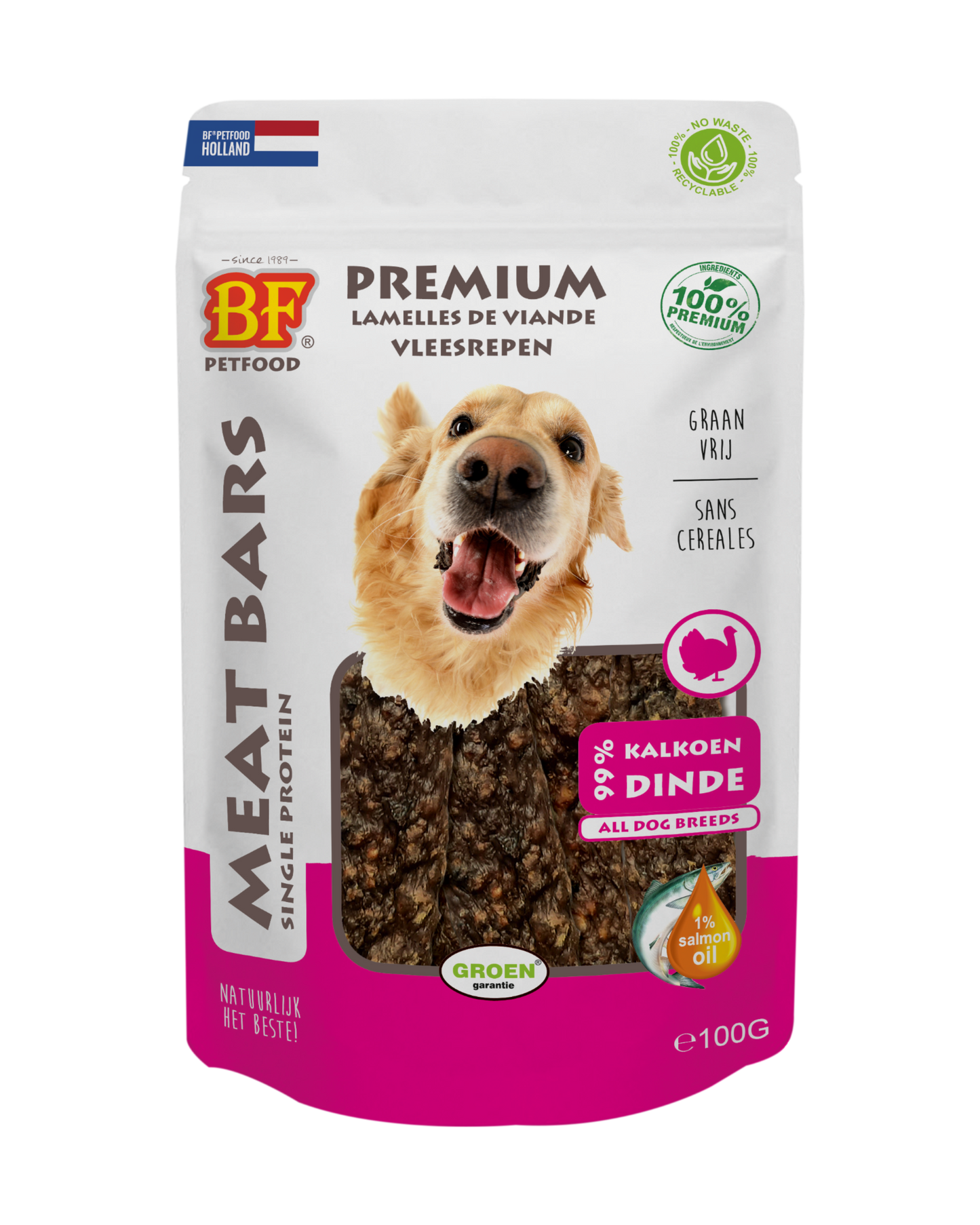 vleesrepen van kalkoen & zalmolie