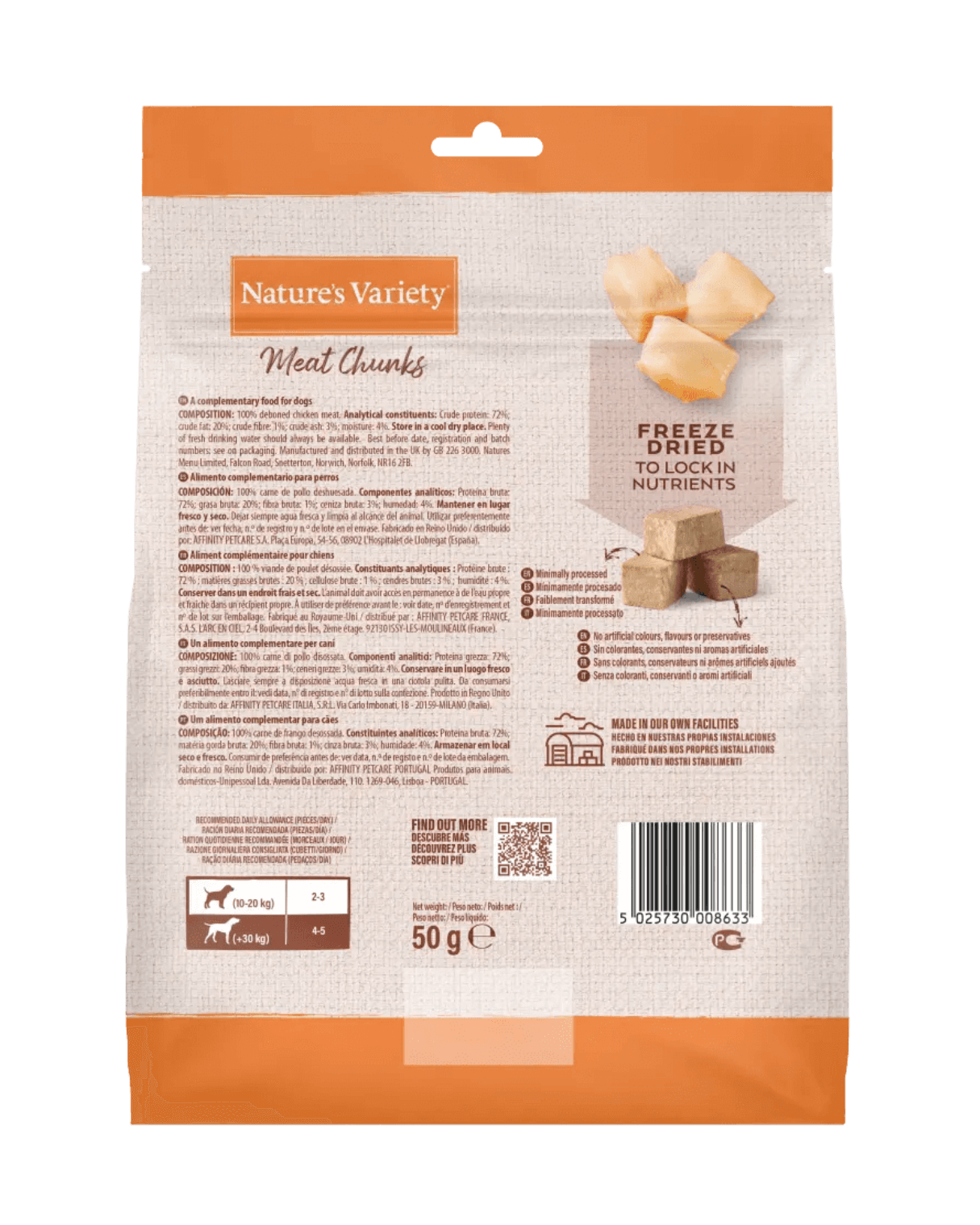 gevriesdroogde kipblokjes