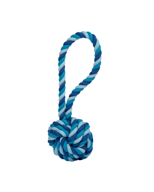 blauwe slingerbal van katoen