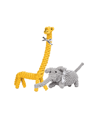 giraffe & olifant van katoen - L