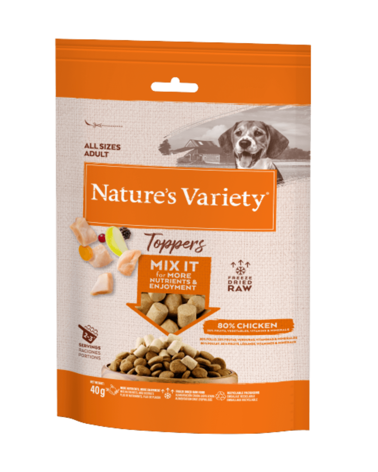 gevriesdroogde topper van kip