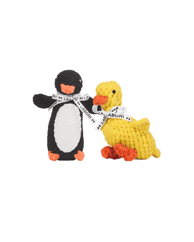 pinguïn & eend van katoen
